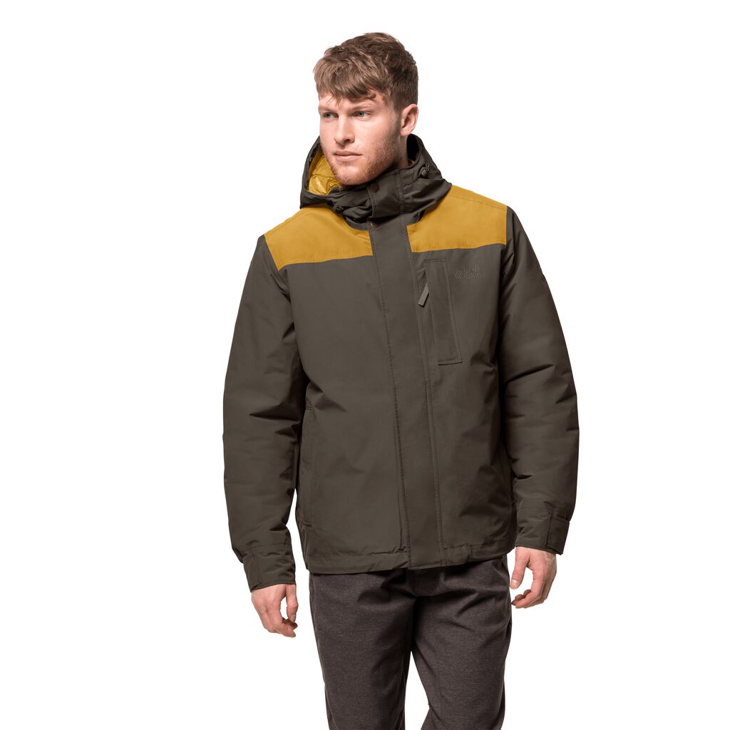 Jack Wolfskin OAKWOOD Férfi Télikabát Szürke Barna - AXGZQV-328